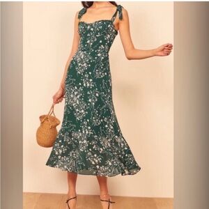 Green floral reformation dress- never worn